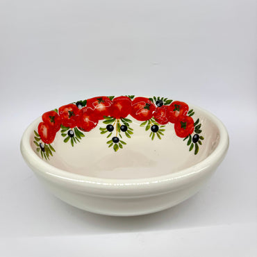 Bowl with embossed tomato and olives