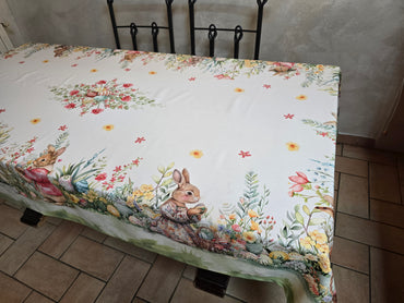 Tablecloth with Digital Easter Rabbits