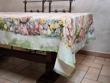 Tablecloth with Digital Easter Rabbits