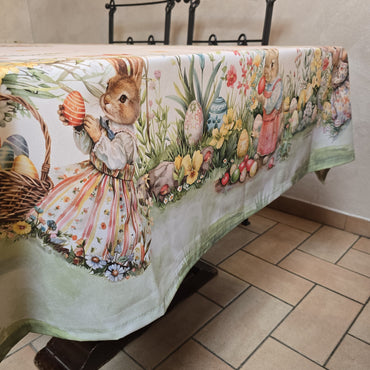 Tablecloth with Digital Easter Rabbits