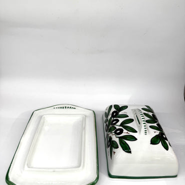 Porta Burro Rettangolare Decoro Olive fondo Bianco