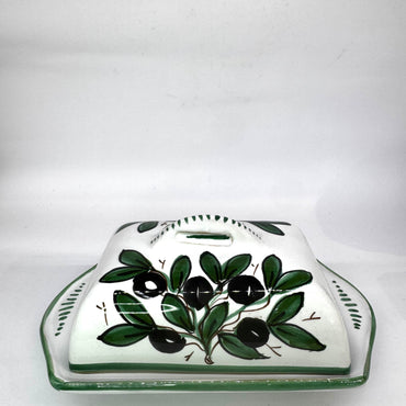 Porta Burro Rettangolare Decoro Olive fondo Bianco