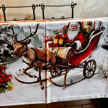 Tovaglia con pupazzo di neve e babbo Natale Digitale