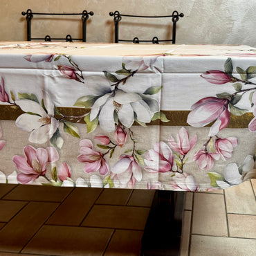Tovaglia con cornice e Magnolie Digitale
