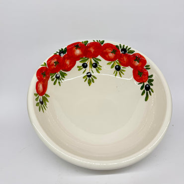 Bowl with embossed tomato and olives
