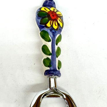 Bottle opener in steel and ceramic