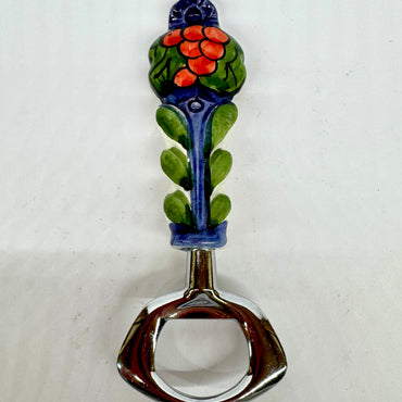 Bottle opener in steel and ceramic