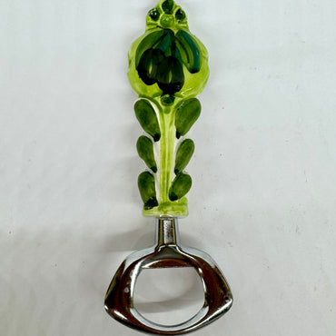 Bottle opener in steel and ceramic