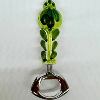 Bottle opener in steel and ceramic