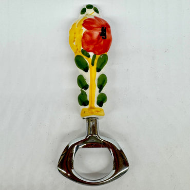 Bottle opener in steel and ceramic