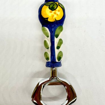 Bottle opener in steel and ceramic