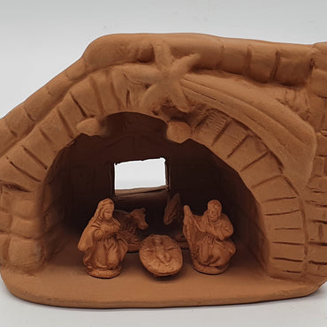 Presepe Terracotta Con Capanna 5 Pezzi cm 3,5