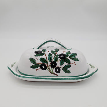 Porta Burro Ovale Decoro Olive fondo Bianco