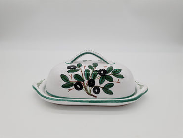 Oval Butter Holder Olive Decor White background