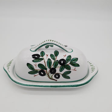 Porta Burro Ovale Decoro Olive fondo Bianco