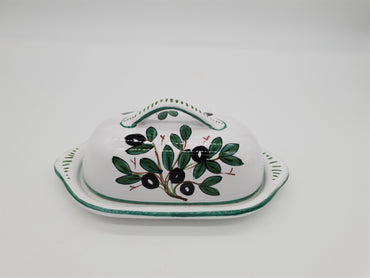Oval Butter Holder Olive Decor White background