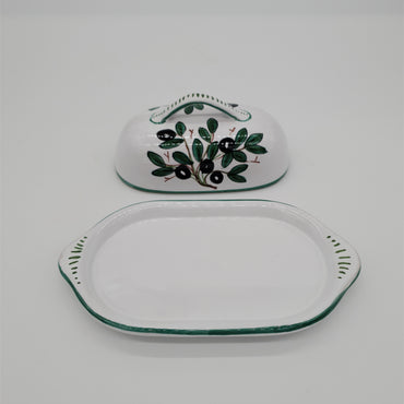 Porta Burro Ovale Decoro Olive fondo Bianco