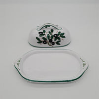 Porta Burro Ovale Decoro Olive fondo Bianco