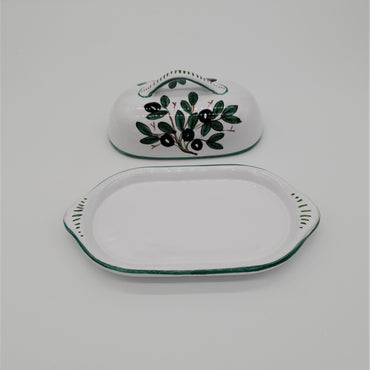 Porta Burro Ovale Decoro Olive fondo Bianco