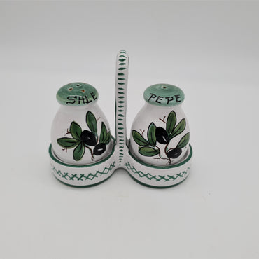 Salt and Pepper Set Olive Decor White Background