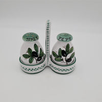 Salt and Pepper Set Olive Decor White Background
