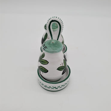 Salt and Pepper Set Olive Decor White Background