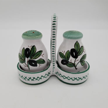 Salt and Pepper Set Olive Decor White Background