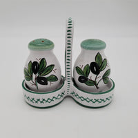 Salt and Pepper Set Olive Decor White Background