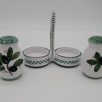 Salt and Pepper Set Olive Decor White Background