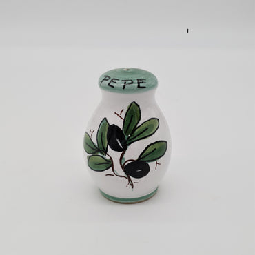 Salt and Pepper Set Olive Decor White Background