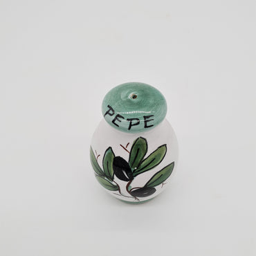 Salt and Pepper Set Olive Decor White Background