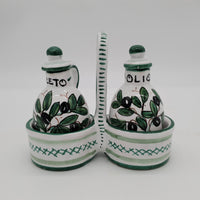 Set Olio Aceto Decoro Olive Fondo Bianco