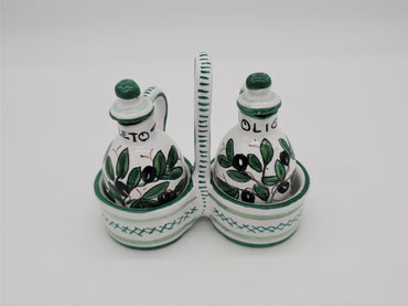 Olive Oil Vinegar Set White Background