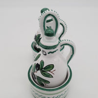 Set Olio Aceto Decoro Olive Fondo Bianco