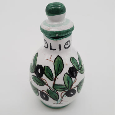 Set Olio Aceto Decoro Olive Fondo Bianco
