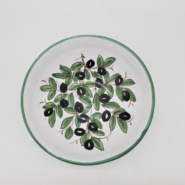 Bowl Decorated Olive White Background