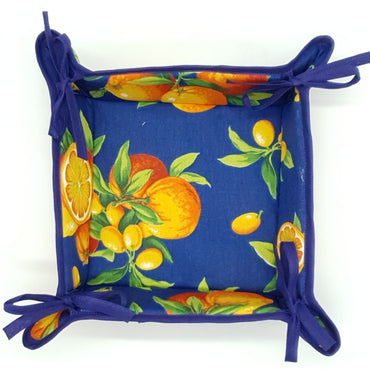 Bread Holder Oranges Blue Background