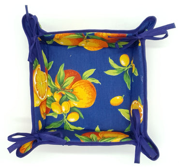 Bread Holder Oranges Blue Background