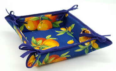 Bread Holder Oranges Blue Background