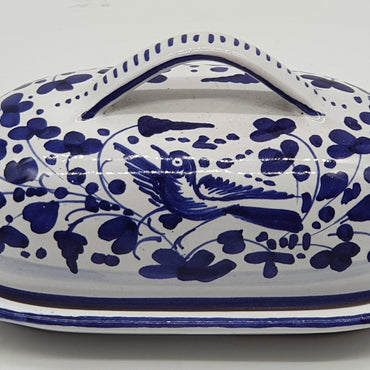 Oval Butter Holder Blue Arabesque Decor