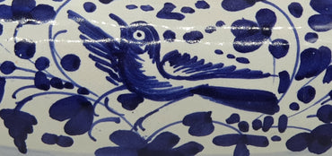 Oval Butter Holder Blue Arabesque Decor