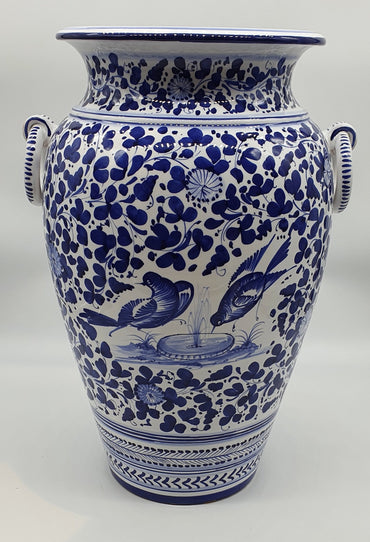 Narrow Blue Arabesque Jar