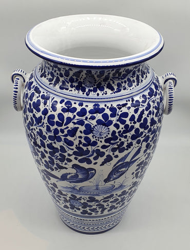 Narrow Blue Arabesque Jar