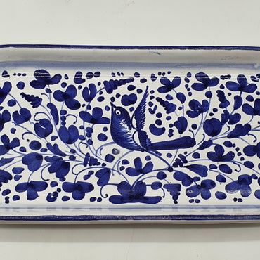 Tray With Blue Arabesque Decor Handles