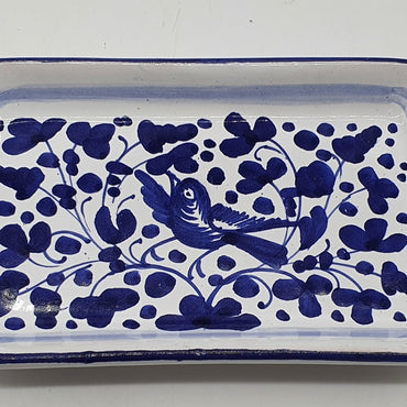 Tray With Blue Arabesque Decor Handles