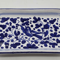 Tray With Blue Arabesque Decor Handles