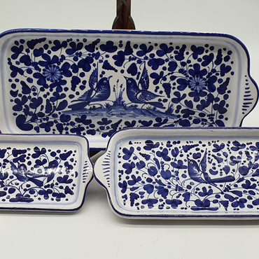 Tray With Blue Arabesque Decor Handles