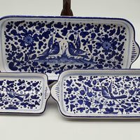 Tray With Blue Arabesque Decor Handles