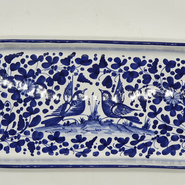 Tray With Blue Arabesque Decor Handles