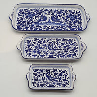 Tray With Blue Arabesque Decor Handles